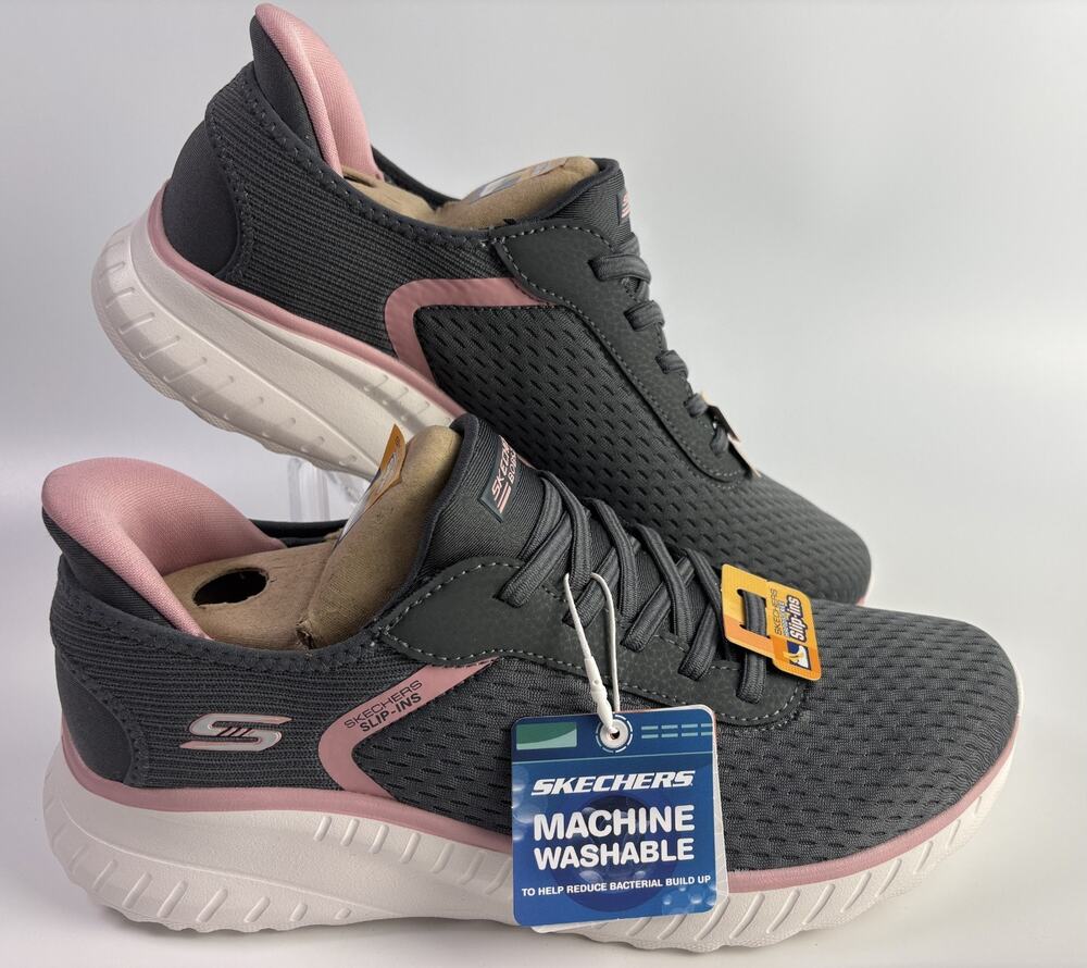 Skechers Bobs Sport Squad Chaos Gray Hands Free Slip Ins Women's Size 9 117498